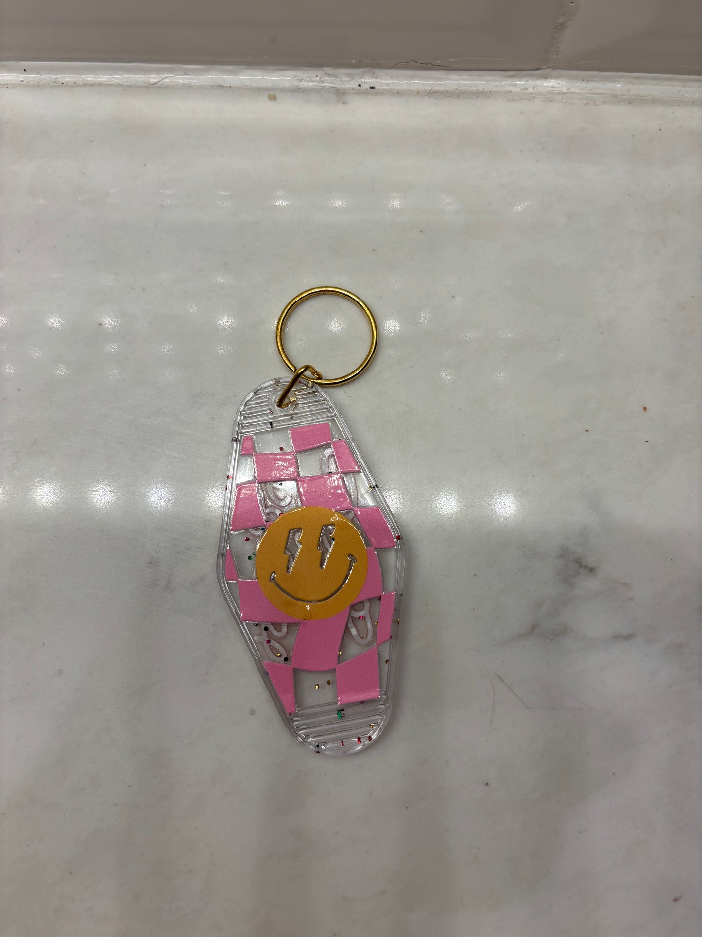 Double sided hotel keychain