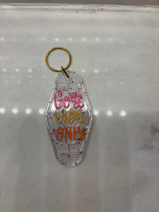 Double sided hotel keychain