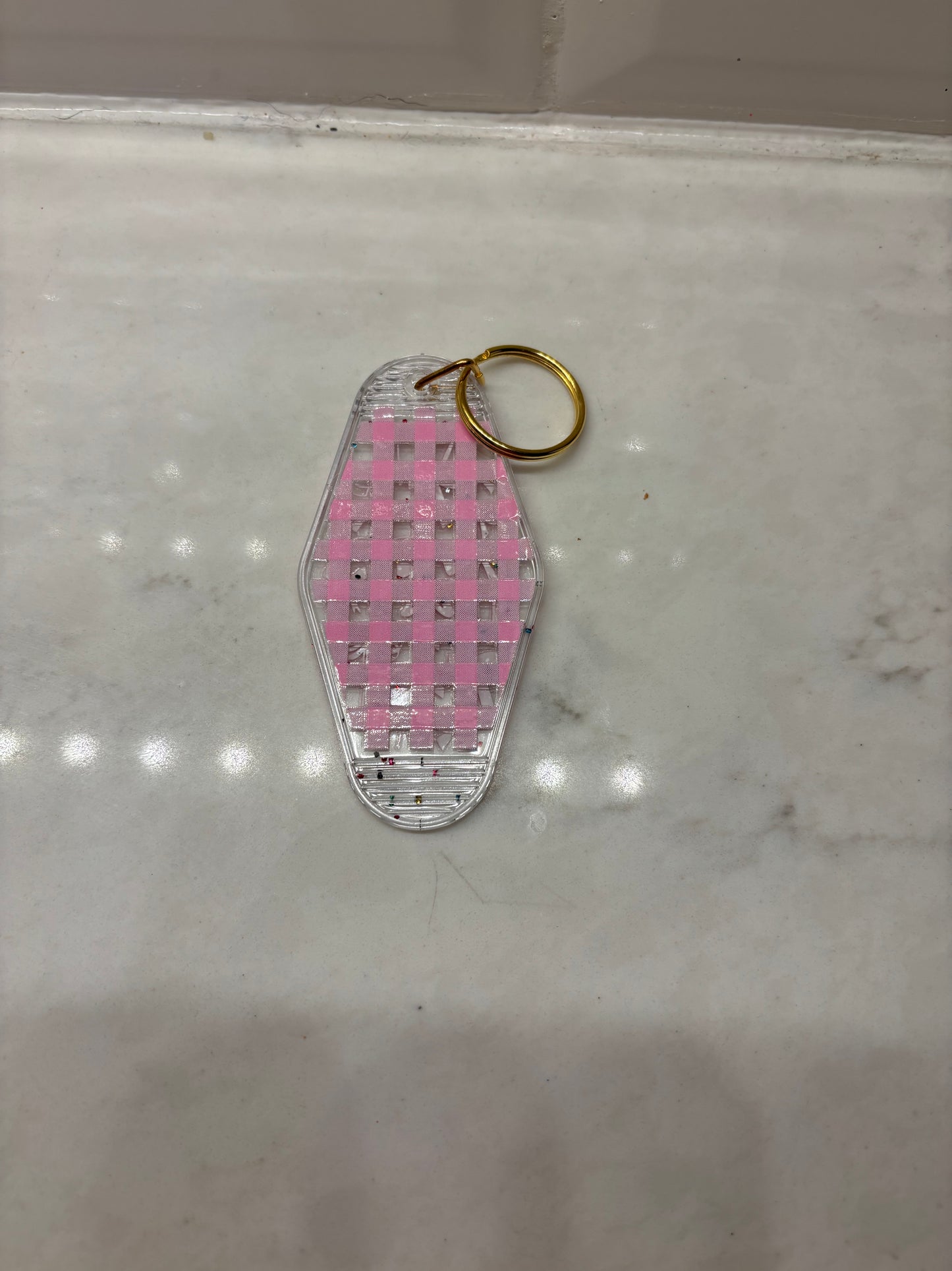 Double sided hotel keychain