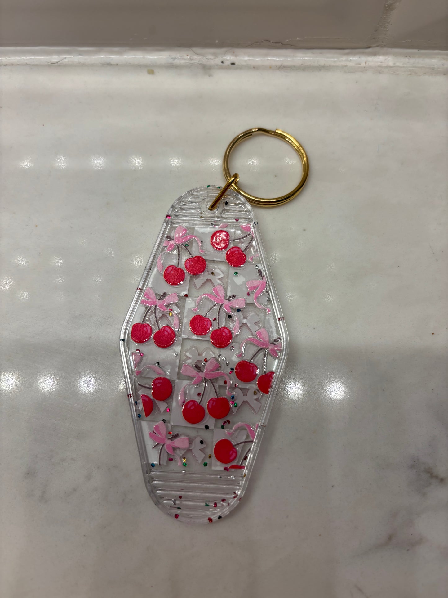 Double sided hotel keychain