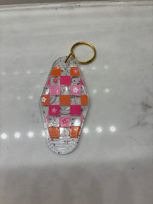 Double sided hotel keychain